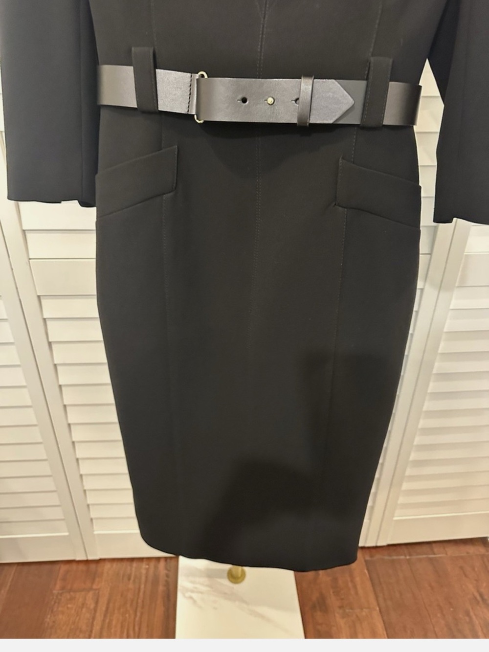 Karen Millen Forever Black Belted Midi Dress size US 8 - Picture 7 of 7
